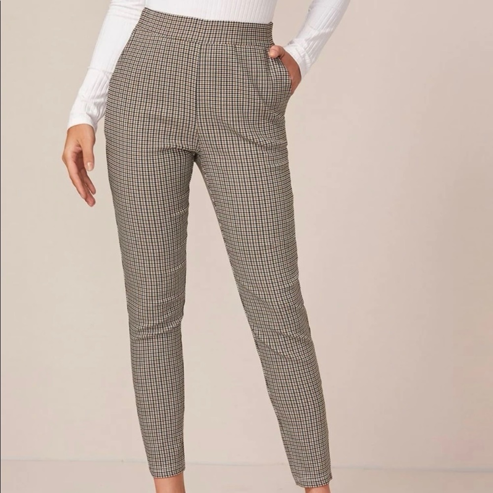 Wide Waistband•Slant Pocket•Plaid Pants